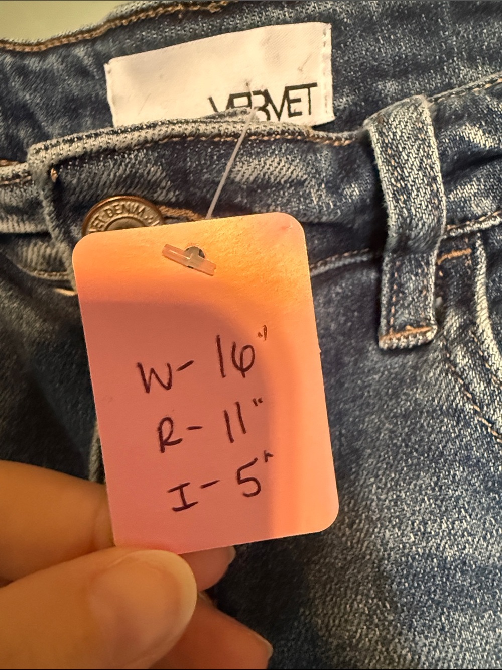 Vervet Flying Monkey Distressed High Rise Button Fly Denim Shorts M VT1041 Blue - Picture 3 of 5